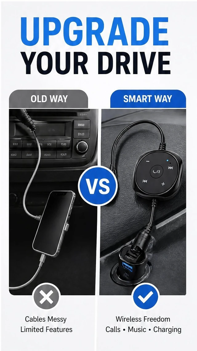 Alt view image 5 of 5 - Bluetooth Car Kit, 5.0 Audio Receiver Handsfree Calling, 5V 2.1A USB