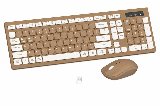 Main image of Wireless Keyboard and Mouse Combo Silent for Office and Home(Mocha Color-A)