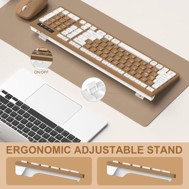 Alt view image 4 of 5 - Wireless Keyboard and Mouse Combo Silent for Office and Home(Mocha Color-A)