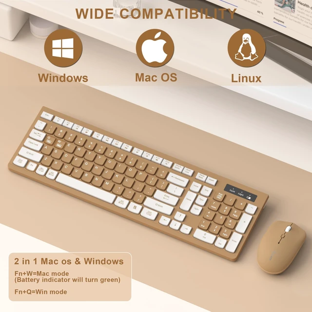 Alt view image 5 of 5 - Wireless Keyboard and Mouse Combo Silent for Office and Home(Mocha Color-A)