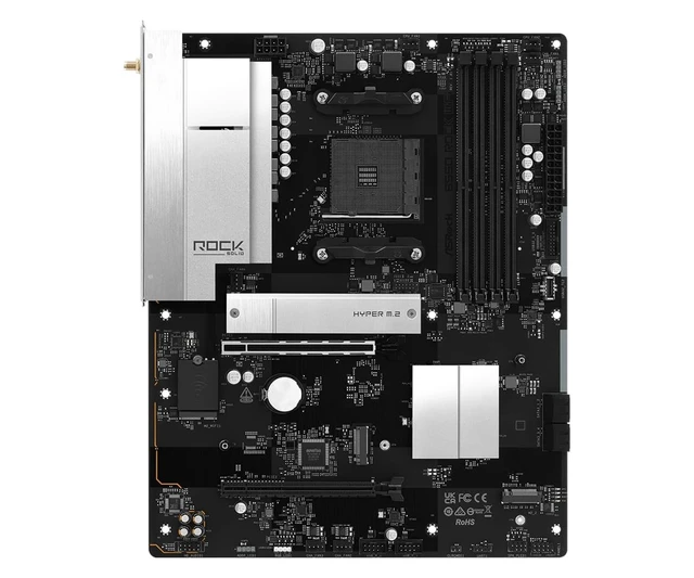 Alt view image 2 of 5 - ASRock B550 Rock WiFi ATX Motherboard, AM4 Socket for Ryzen 3000-5000 CPUs, DDR4 4733+ (OC), PCIe 4.0, Triple M.2, 2.5G LAN, Wi-Fi 6E