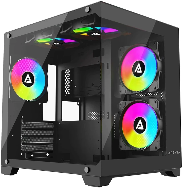 Main image of Apevia Prism-BK Dual Chamber Micro-ATX Case with 5X ARGB PWM Fans