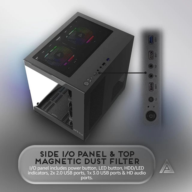Alt view image 5 of 5 - Apevia Prism-BK Dual Chamber Micro-ATX Case with 5X ARGB PWM Fans