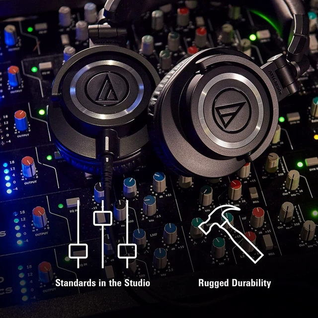 Alt view image 5 of 5 - Audio-Technica ATH-M50X Headphones Bundle, 10ft Extension Cable, Black