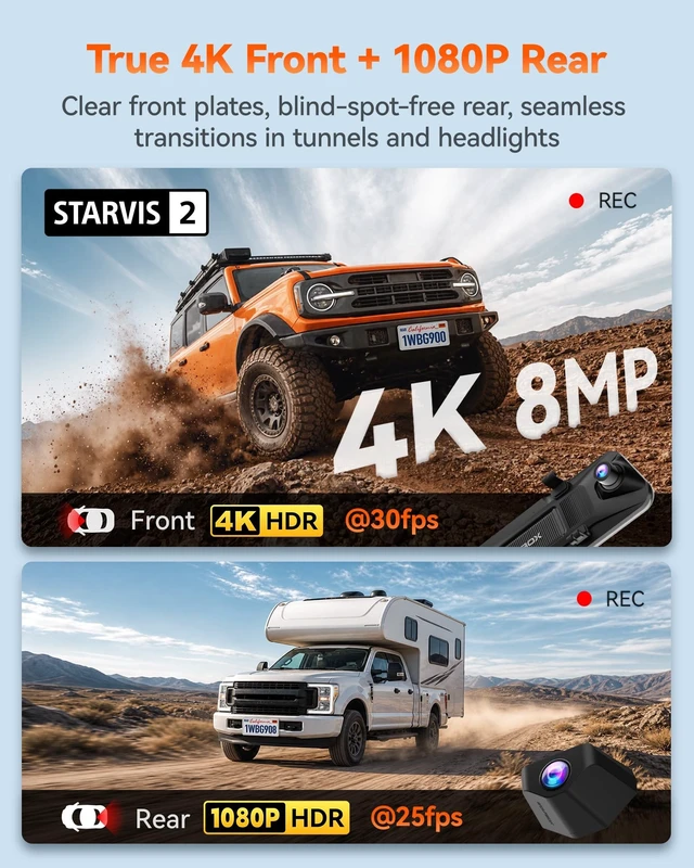 Alt view image 2 of 5 - WOLFBOX G900 Core-N 12" 4K Mirror Dash Cam Front and Rear, STARVIS 2 IMX678