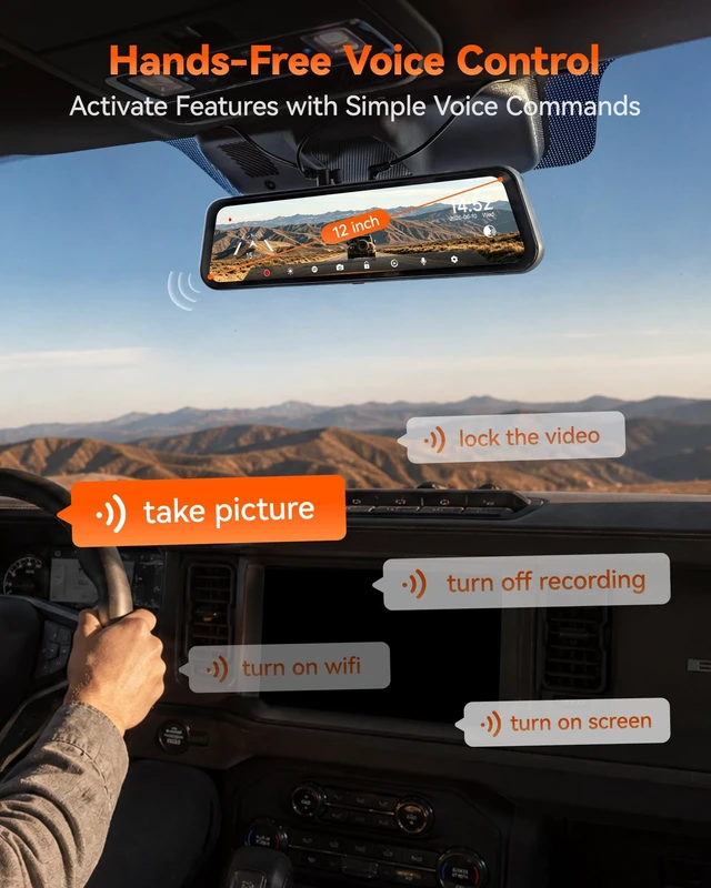 Alt view image 5 of 5 - WOLFBOX G900 Core-N 12" 4K Mirror Dash Cam Front and Rear, STARVIS 2 IMX678