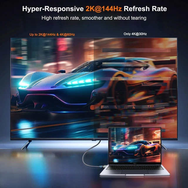 Alt view image 3 of 5 - USB C to HDMI Cable 4K@60Hz 30 FT, Type C to HDMI 2.0 Cord for Home Office