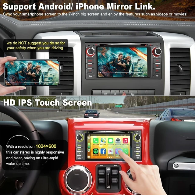 Alt view image 5 of 5 - 7 Inch Car Radio Stereo with CD/DVD Player for Dodge RAM 1500 2009-2012