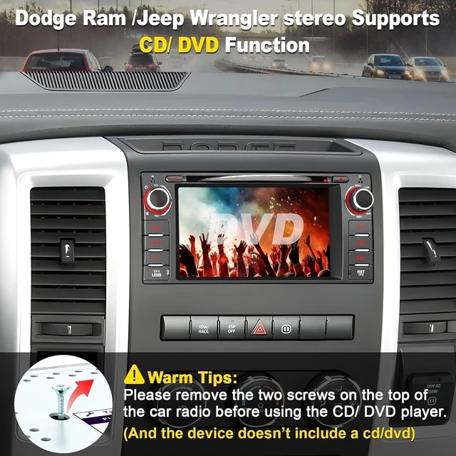 Alt view image 4 of 5 - 7 Inch Car Radio Stereo with CD/DVD Player for Dodge RAM 1500 2009-2012