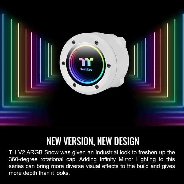 Alt view image 4 of 5 - Thermaltake TH280 V2 Ultra ARGB Sync/AlO Liquid Cooler/ARGB Fan 140 * 2/PWM 500~1800rpm/Water Block 2.1" LCD/White, CL-W406-PL14SW-A