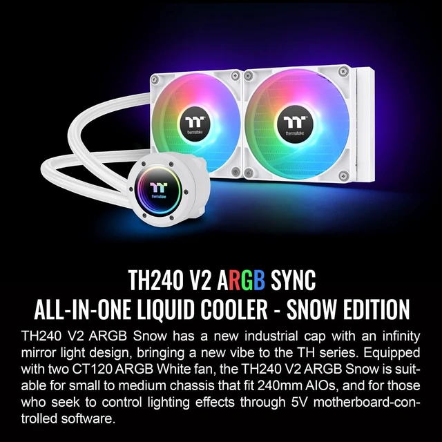 Alt view image 2 of 5 - Thermaltake TH280 V2 Ultra ARGB Sync/AlO Liquid Cooler/ARGB Fan 140 * 2/PWM 500~1800rpm/Water Block 2.1" LCD/White, CL-W406-PL14SW-A