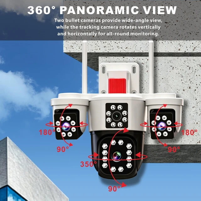 Alt view image 3 of 5 - UHPPOTE 2.4GHz WiFi Triple Lens PTZ Security IP Camera 3MP O-Kam App