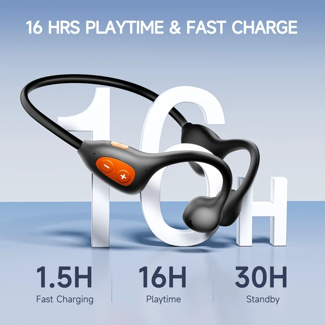 Alt view image 2 of 5 - Acjohtin Open Ear Headphones, Wireless Earbuds Bluetooth 6.1, Sport Earphones with Secure Earhook, IPX6 Waterproof, 16H Playtime, Lightweight 28g, Clear Call Mic for Running Cycling Workout(Bla