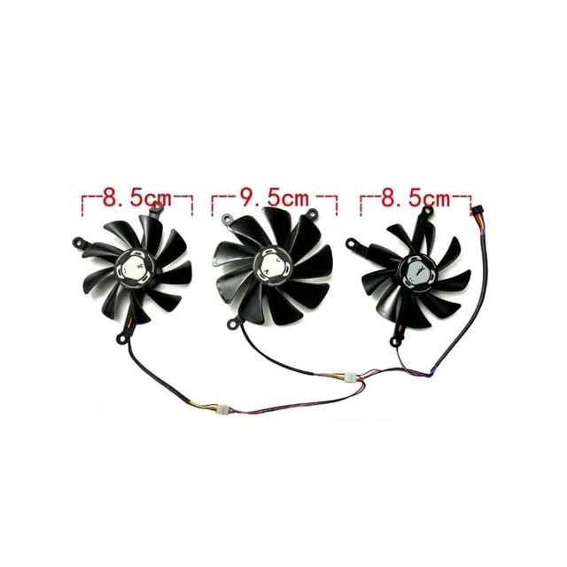 Alt view image 2 of 3 - AKUYAO Full Set GPU Cooling Fan (Left/Centre/Right:85mm/95mm/85mm) for XFX RX5700XT 8GB Thicc III Ultra CF1010U12S Graphics Card Replacement Cooler Fans
