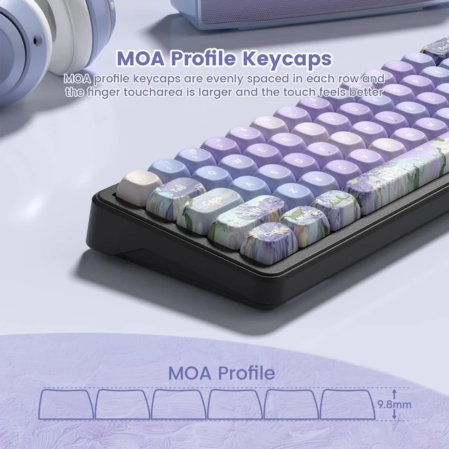 Alt view image 4 of 5 - dagaladoo PBT Keyboard keycaps Set,Purple moa keycaps,Violet Theme