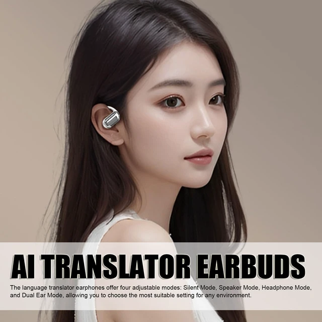 Alt view image 2 of 5 - Language Translator Headset Real Time Translation Earbuds 80 Languages 4 Modes 97% Accuracy with High Capacity Battery for Travel Business, Black