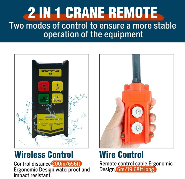Alt view image 5 of 5 - 2 in 1 Crane Remote,Wireless Crane Remote Control 12V Dump Trailer Wireless Remote Accessories Wire Winch Controller Up-Down Switch Control Station
