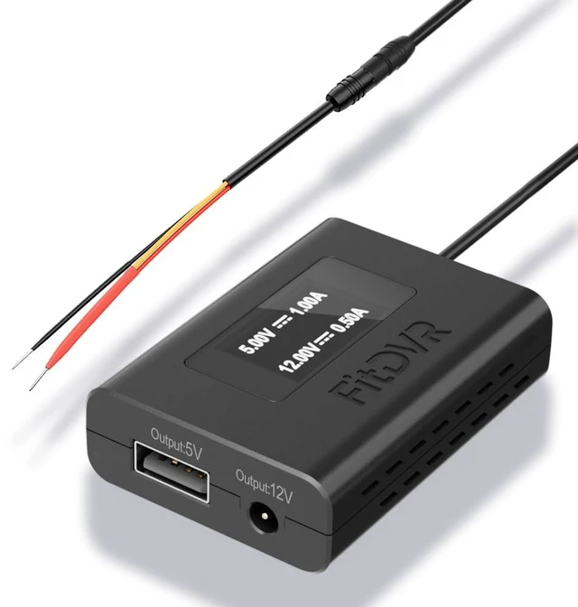 Main image of FitDVR Power Adapter for Universal Car Model LED Display USB Power Source, Easy to Install, 5V 12V Output, for Dash Cam, Radar, D3-044