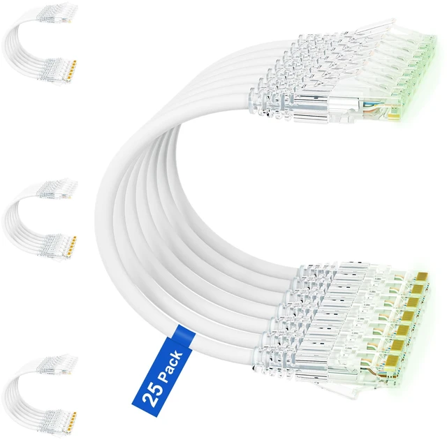 Main image of iwillink 2ft Cat6/Cat6a Patch Cables (25 Pack) Slim, 10Gbps, LSZH, White