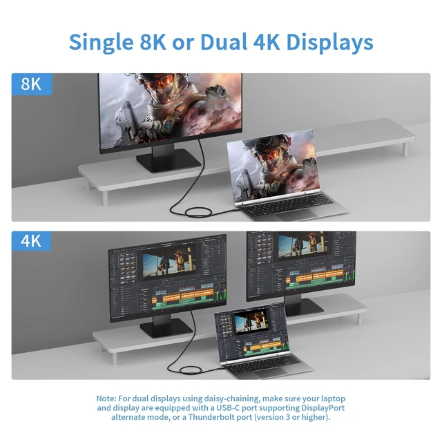 Alt view image 3 of 5 - Smoizheff USB-C to USB-C Cable Supporting USB4 & Thunderbolt 4 40Gbps Data Transfer, 240W Fast Charging, 8K Video for Laptop, Tablet, Docking Station,Monitor,SSD 10ft/3m