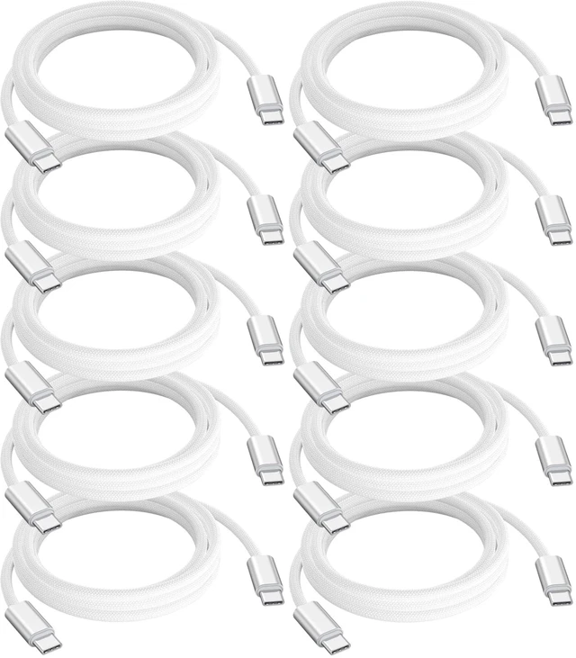 Main image of USB C to USB C Cable 6 FT 10-Pack,Woven 240W Fast Charing & Data USBC Cord