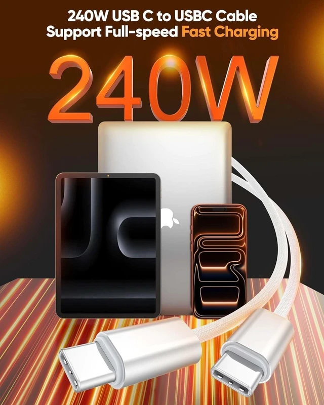 Alt view image 2 of 5 - USB C to USB C Cable 6 FT 10-Pack,Woven 240W Fast Charing & Data USBC Cord