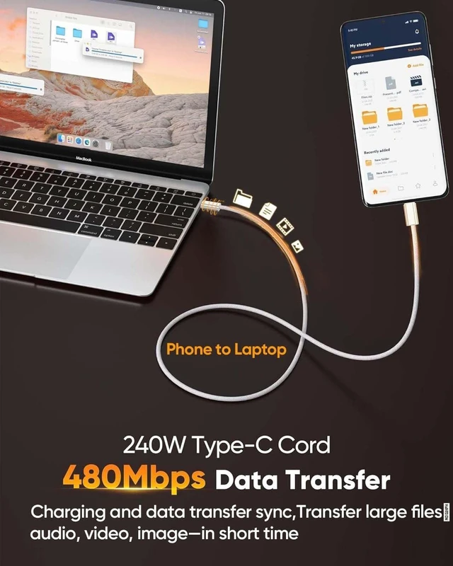 Alt view image 5 of 5 - USB C to USB C Cable 6 FT 10-Pack,Woven 240W Fast Charing & Data USBC Cord