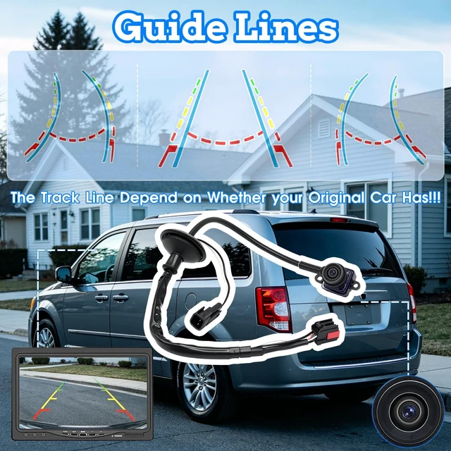 Alt view image 4 of 5 - Rear View Backup Camera Fit for Chrysler Town & Country 2011-2016 fit for Dodge Grand Caravan 2011-2020, Reversing Parking Assist Camera Replace CH1960103 4672639AA