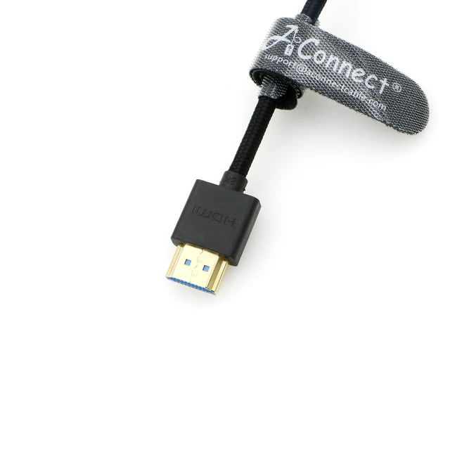 Alt view image 3 of 3 - AConnect 8K Coiled HDMI Cable, 8K@60Hz 4K@120Hz 48Gbps HDMI 2.1 Cable, Ultra High-Speed Braided Coiled Cable 12~18" for Atomos Ninja V^^Portkeys BM5 Monitor (Straight to Right Angle)