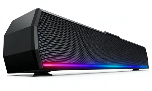 Main image of Kunodi USB Computer Speakers for Desktop PC, Stereo External Speakers with Dynamic Lights, Plug and Play, Easy Buttons, USB/USB C Powered Sound Bar for Desktop & Laptop, Desk