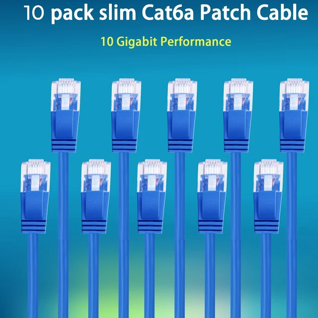 Alt view image 5 of 5 - Rapink Patch Cables Cat6a 25ft (10 Pack) Slim, Cat6a Ethernet Patch Cable 10G Support, Snagless Cat 6 Patch Cable for Patch Panel to Switch, Flexiable Cat 6a Ethernet Cable with Gold Plated