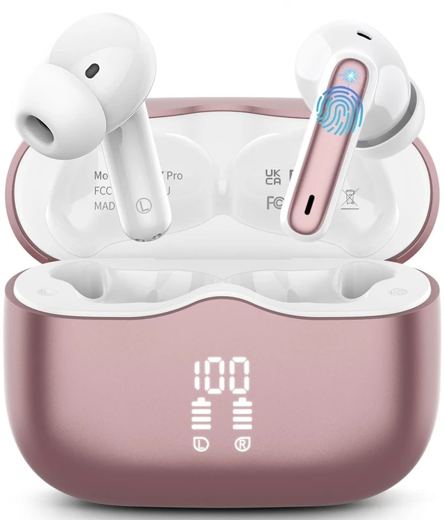 Main image of Wireless Earbuds, Bluetooth 5.4 Headphones in Ear with 4 ENC Noise Cancelling Mic, New Wireless Earphones HiFi Stereo Deep Bass 40H Playtime, In-Ear Bluetooth Earbuds LED Display IP7, US