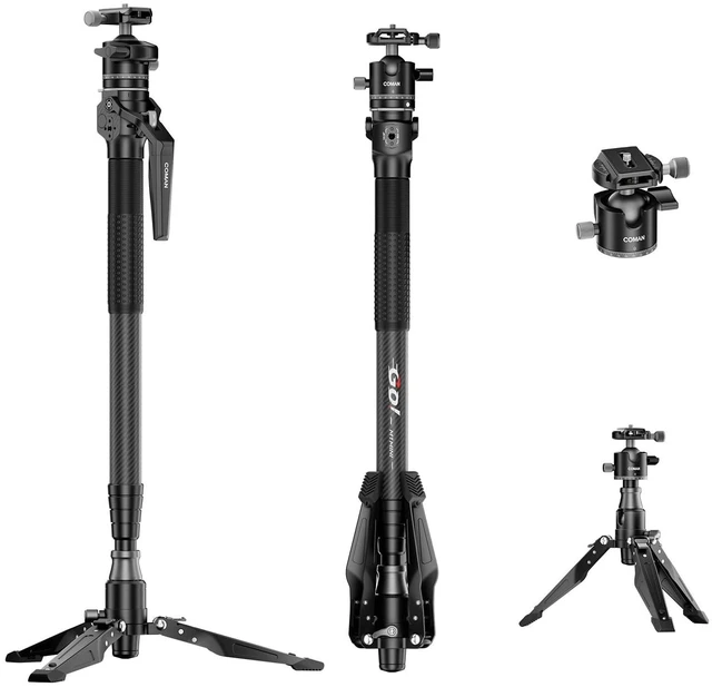 Main image of COMAN M1mini Carbon Fiber Monopod for Camera, 4-Section One-Button Lifting, Compact Portable Monopod with A32 Ball Head for Camera, Outdoor Travel Photography, Max Load 5kg, M1mini-A32