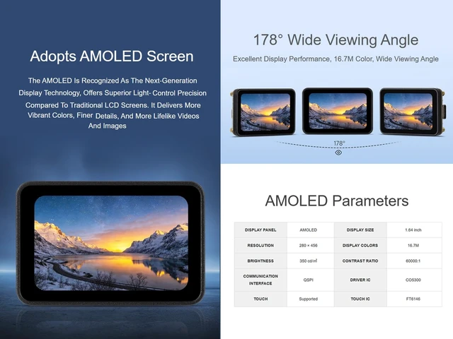 Alt view image 2 of 4 - ESP32-C6 1.64inch AMOLED Touch Display Development Board Supports Wi-Fi 6, BLE 5, and IEEE 802.15.4 (Zigbee 3.0 and Thread), Onboard 280 456 Pixels 16.7M Color Display, 6-Axis IMU, etc.