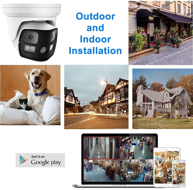 Alt view image 5 of 5 - Real HD 8MP 4K Dual Lens PoE IP Security Camera with Metal Housing, 180 Degree Panoramic Wide Angle, Full Color Night Vision, H.265, IP66, NDAA Compliant