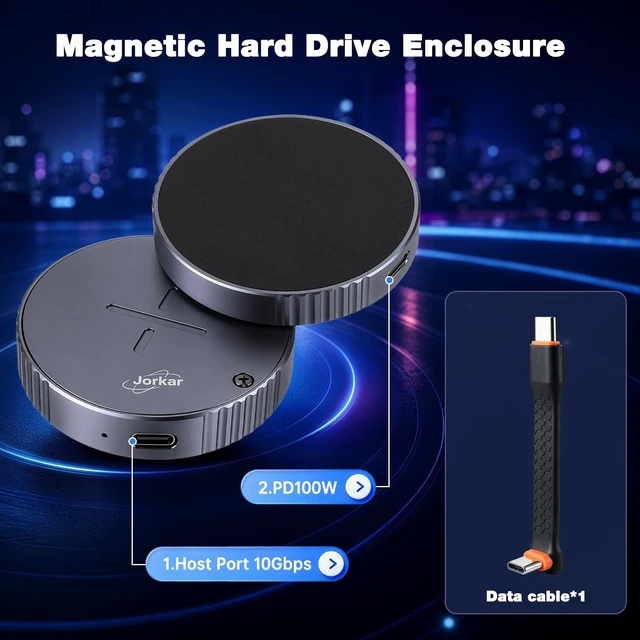 Alt view image 5 of 5 - Jorkar Magnetic M.2 2230 NVMe SSD Enclosure for iPhone 17 16 15 Pro Max ProRes, USB C 3.2 Gen2 10Gbps to External NVMe SSD Case for Mac, iPad Pro, Android