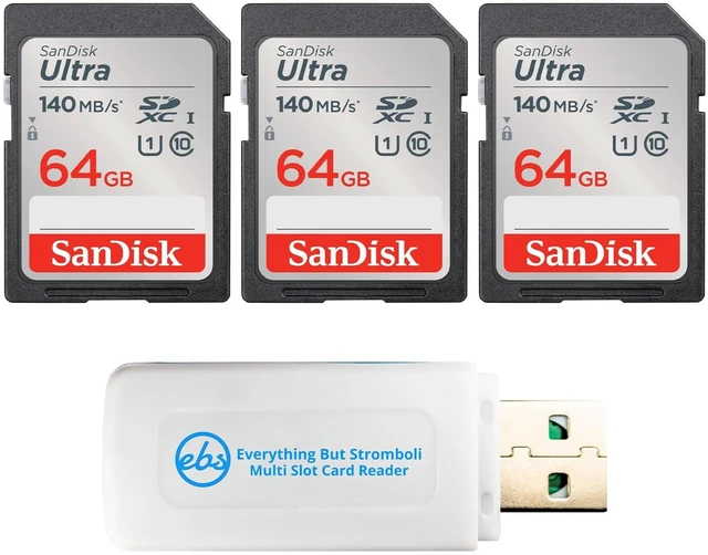 Main image of SanDisk 64GB Ultra SD Memory Card Class 10 (3 Pack) SDSDUNB-064G-GN6IN