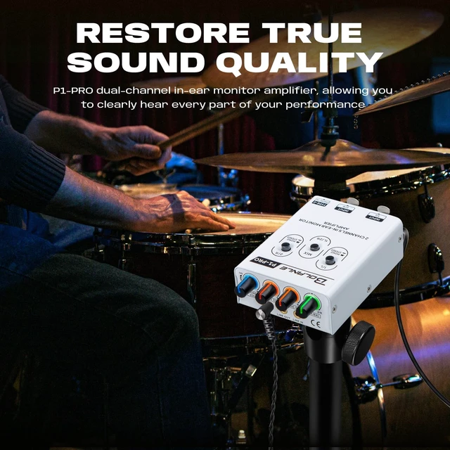 Alt view image 2 of 5 - Bolanle P1-Pro 2-Channel Personal in-Ear Monitor Amplifier, White