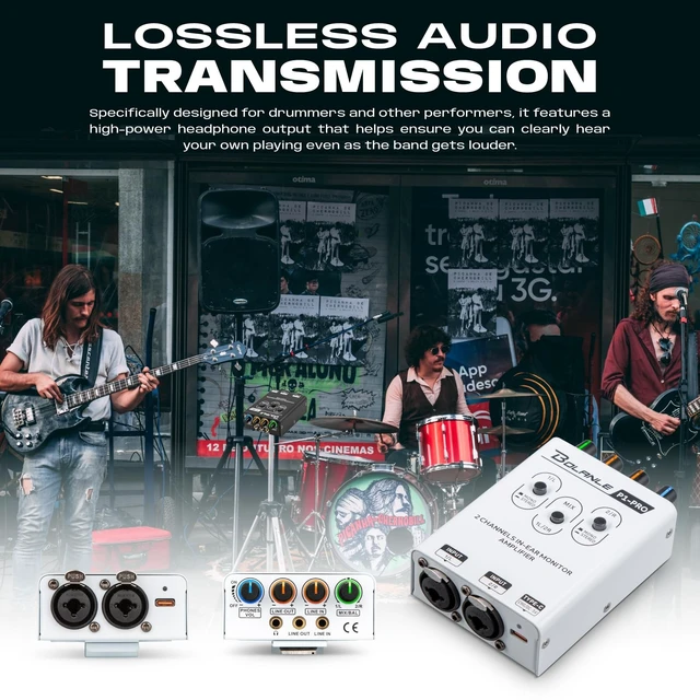 Alt view image 5 of 5 - Bolanle P1-Pro 2-Channel Personal in-Ear Monitor Amplifier, White