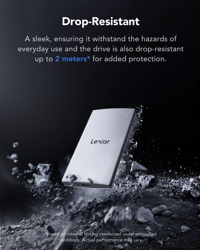 Alt view image 5 of 5 - Lexar ES3 512GB Portable SSD Silver, USB 3.2 Gen 2 up to 1050MB/s