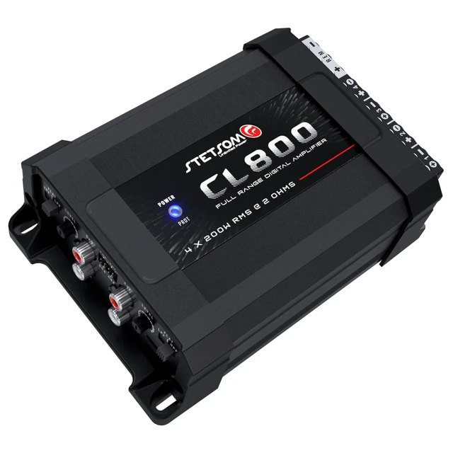 Alt view image 2 of 5 - Stetsom CL 800.4 2 Ohm Car Audio Amplifier 800 Watts RMS, 4 Channel Class D Full Range Amp, Compact Multichannel Stereo Amplifier with RCA & High Level Input, HPF/LPF Crossover, Brazilian Technology