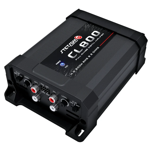 Alt view image 3 of 5 - Stetsom CL 800.4 2 Ohm Car Audio Amplifier 800 Watts RMS, 4 Channel Class D Full Range Amp, Compact Multichannel Stereo Amplifier with RCA & High Level Input, HPF/LPF Crossover, Brazilian Technology