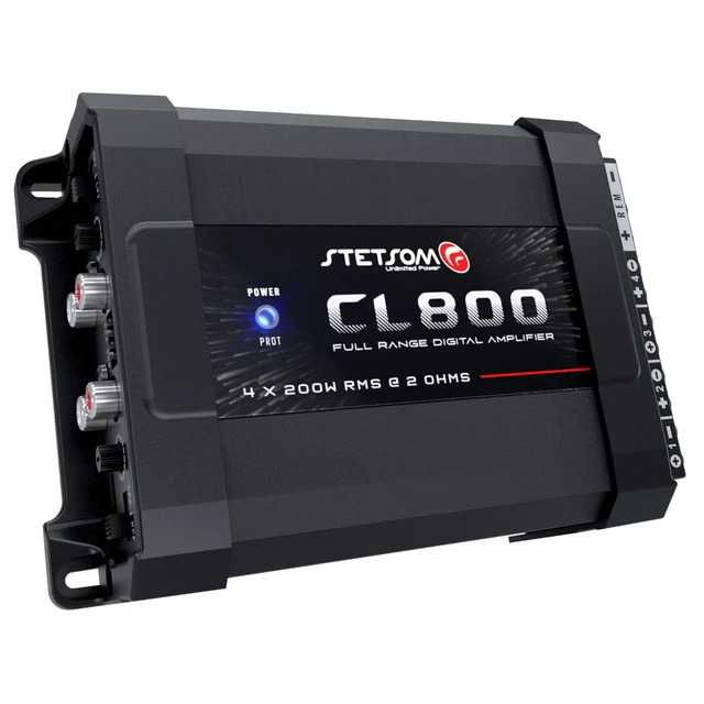 Alt view image 5 of 5 - Stetsom CL 800.4 2 Ohm Car Audio Amplifier 800 Watts RMS, 4 Channel Class D Full Range Amp, Compact Multichannel Stereo Amplifier with RCA & High Level Input, HPF/LPF Crossover, Brazilian Technology