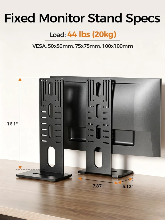 Alt view image 3 of 5 - suptek Universal Low Profile Single Screen Computer Desktop Gaming Monitor Replacement Stand, Vertical Mount Compatible with 34 Inch VESA 75/100, Power Port Downward or Horizontal Out