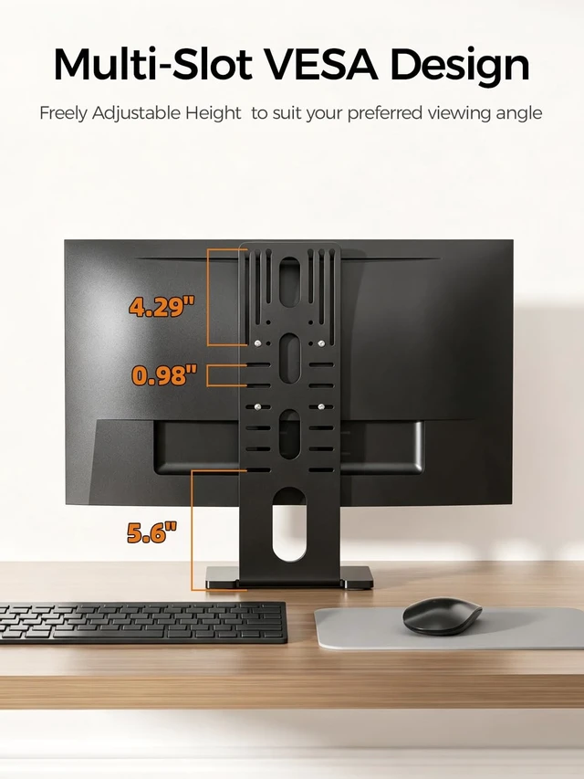 Alt view image 5 of 5 - suptek Universal Low Profile Single Screen Computer Desktop Gaming Monitor Replacement Stand, Vertical Mount Compatible with 34 Inch VESA 75/100, Power Port Downward or Horizontal Out