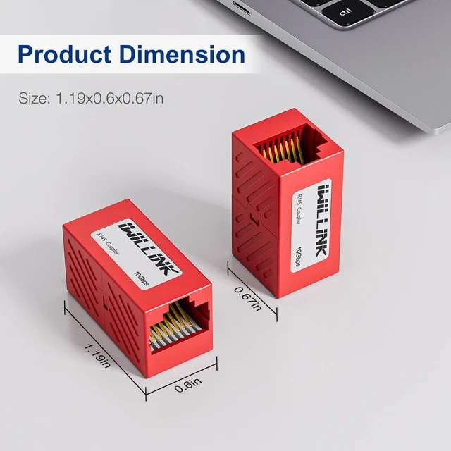 Alt view image 4 of 5 - iwillink RJ45 Coupler Ethernet Connector, Female to Female, 50 Pack, Red