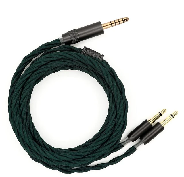 Main image of Elihp Headphone Cable, 5N High Purity Copper Plated with Gold Foil, 2.5m, Dark Green Nylon, Dual 3.5mm to 4.4mm Balanced, Compatible with Hifiman Sundara, Ananda, Arya, He400se