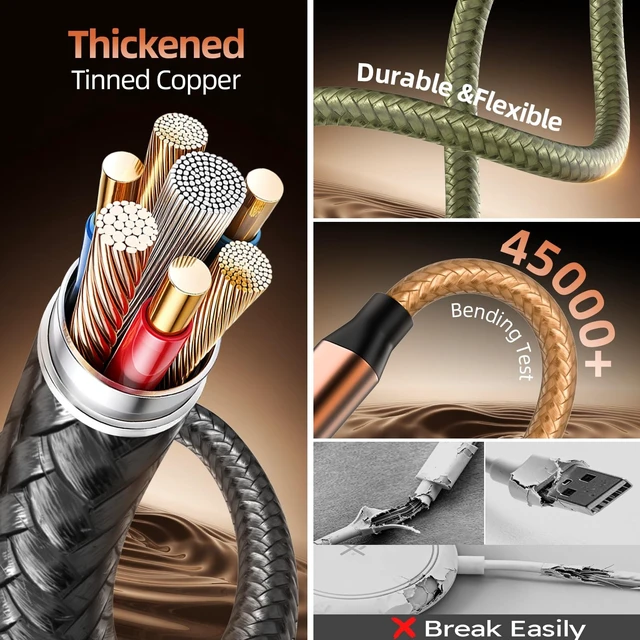 Alt view image 4 of 5 - Travel Essentials 4 in 2 Multi Charging Cable for iWatch Charger 2Pack,5FT