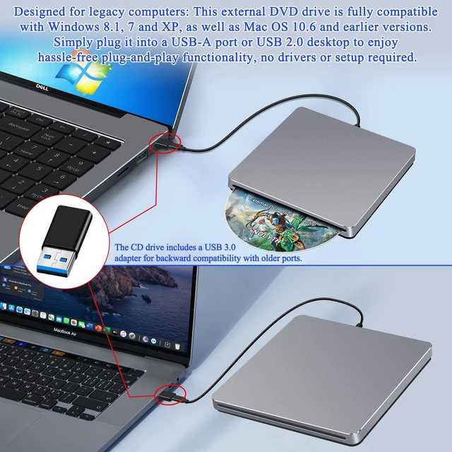 Alt view image 5 of 5 - NOLYTH USB-C SuperDrive for Mac Slot-in DVD +/-RW Drive Aluminum Space Grey
