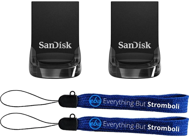 Main image of SanDisk 2 Pack 256GB Ultra Fit USB 3.2 Flash Drive SDCZ430-256G-G46 - Bundle with (2) Everything But Stromboli Lanyards